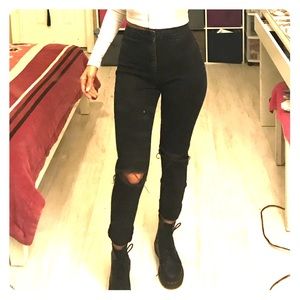 High wasted ripped jeans